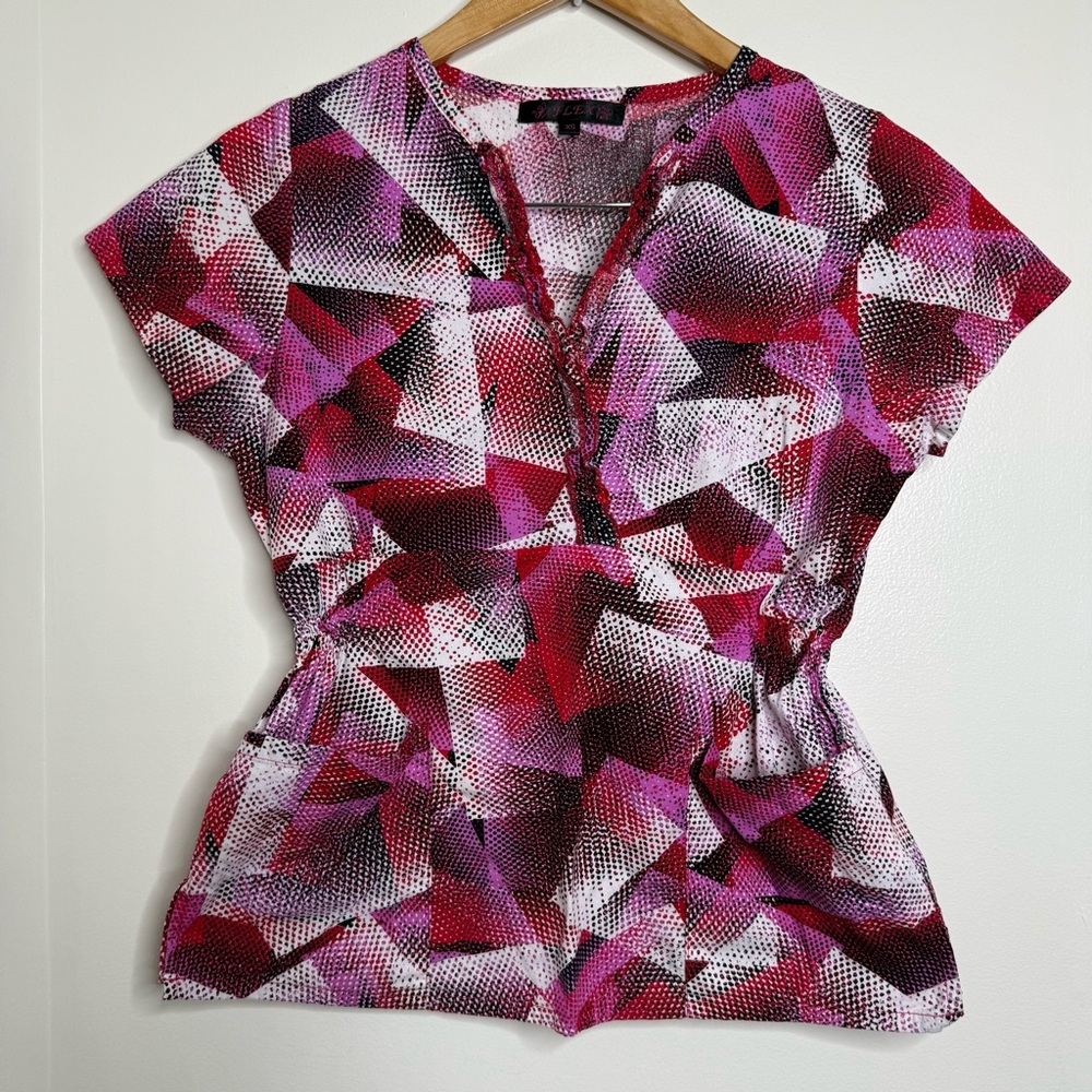 Flex Medical Scrub Top Abstract Geometric Women’s Size XS Nurse Vet Tech